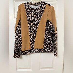 Leopard Print and Tan Long Sleeve Top